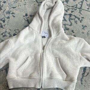 Zara Gray Hoodie Sweatshirt with Heathered Texture
